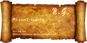 Mizsei Gyula névjegykártya